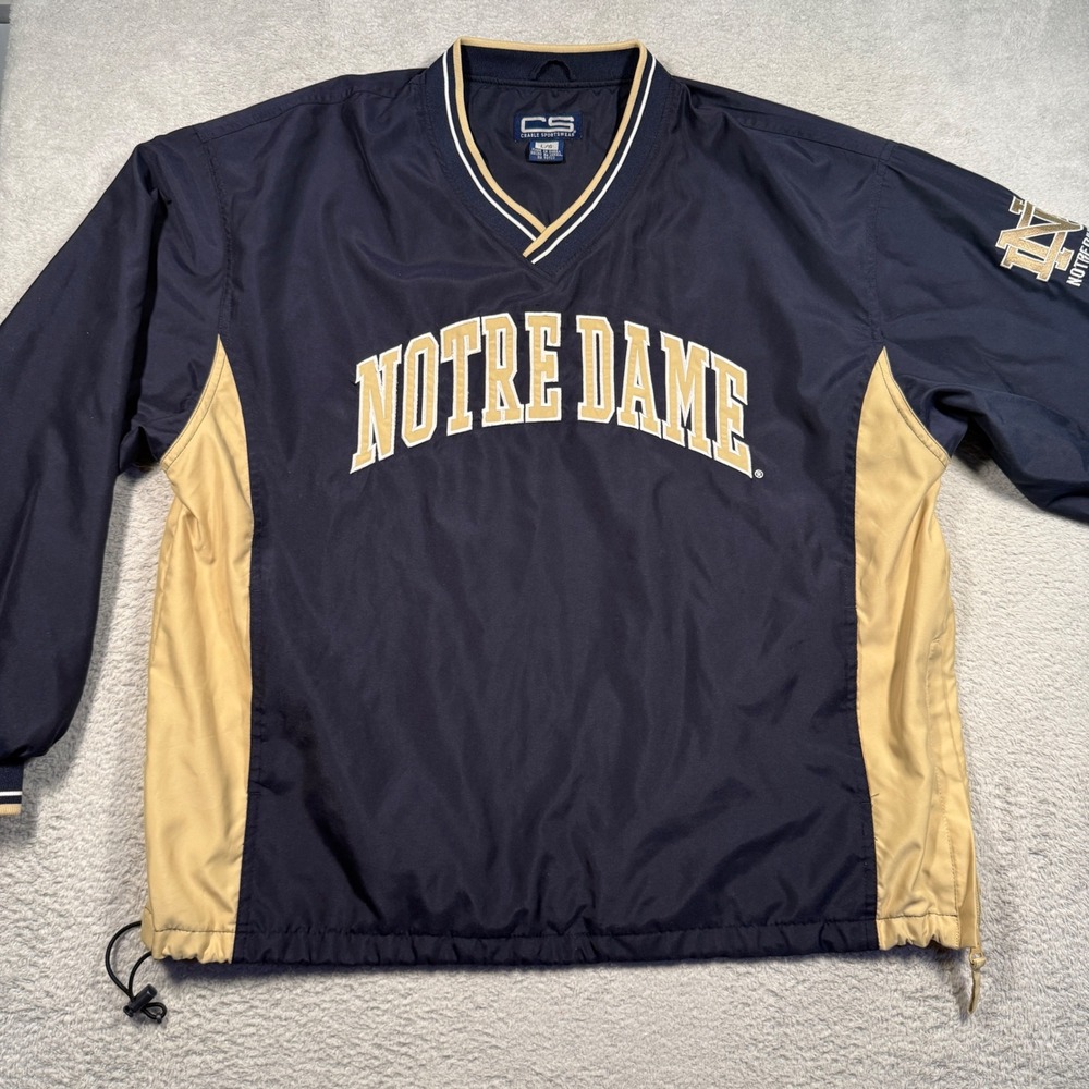 Vintage 90s Crable Sportswear Windbreaker Mens Large Navy Notre‎ Dame Pullover